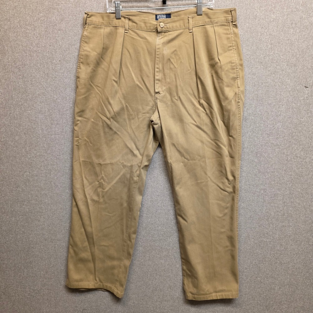 Vintage‎ Polo Ralph Lauren Pleated Chino Pants Mens 40x32 Khaki Tan Made in USA
